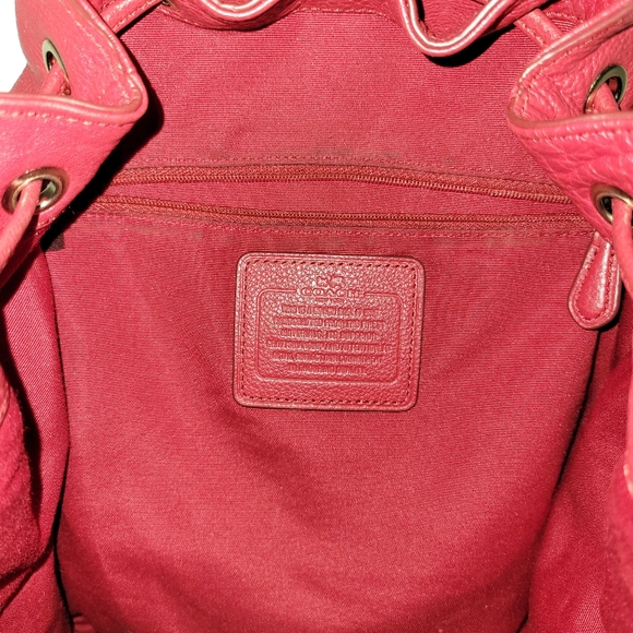 Coach Red Pebble Leather backpack - Picture 7 of 10